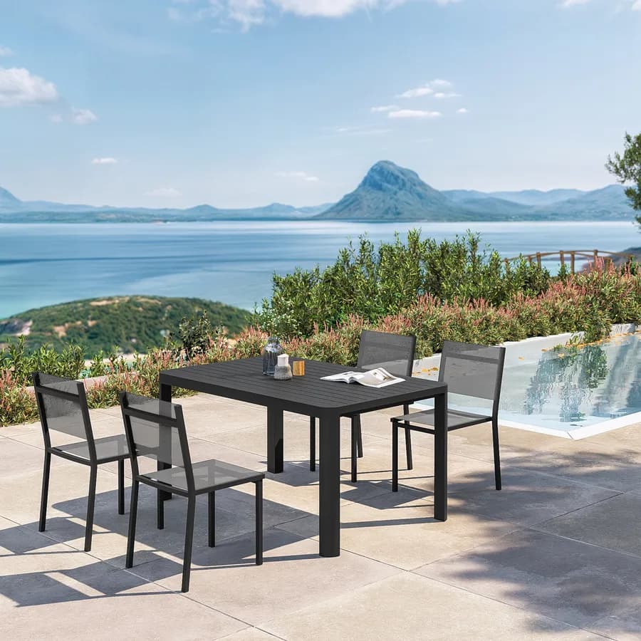 Tavolo da esterno allungabile 100/150x150 cm in alluminio antracite - Carioca
