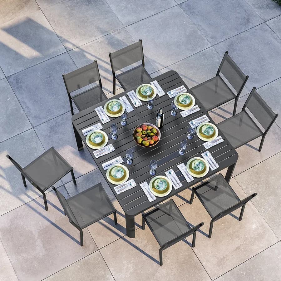 Tavolo da esterno allungabile 100/150x150 cm in alluminio antracite - Carioca
