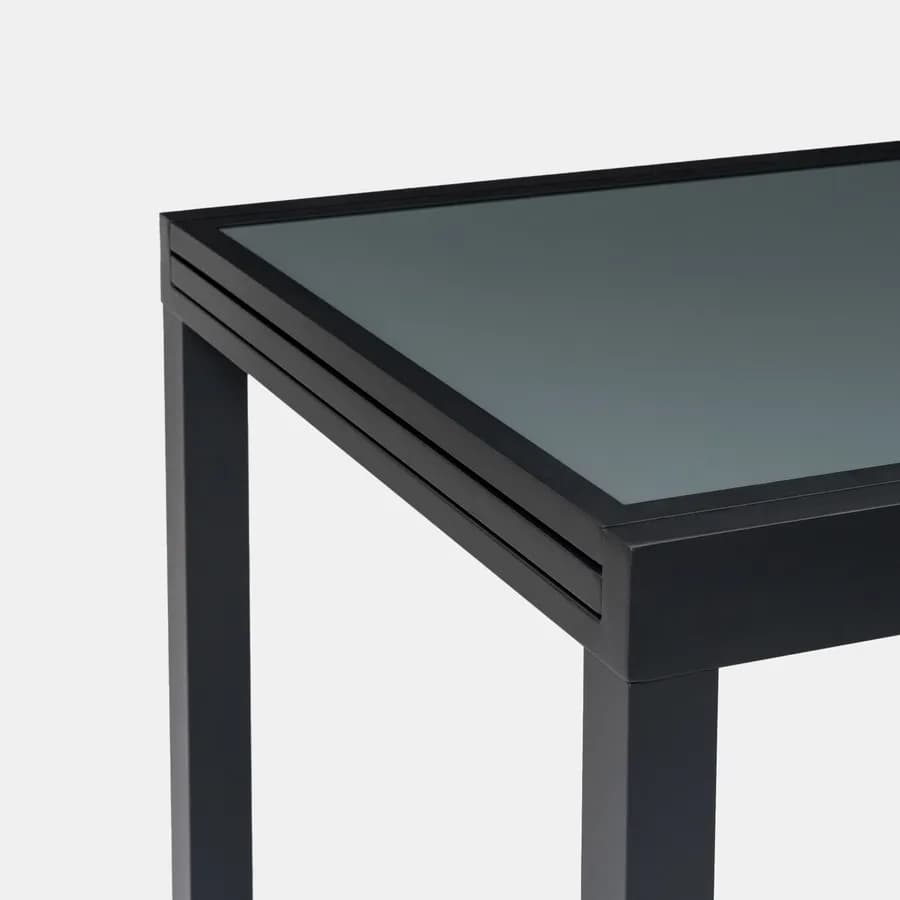 Tavolo da esterno allungabile 135/270x90 cm in alluminio antracite con top in vetro - Carioca