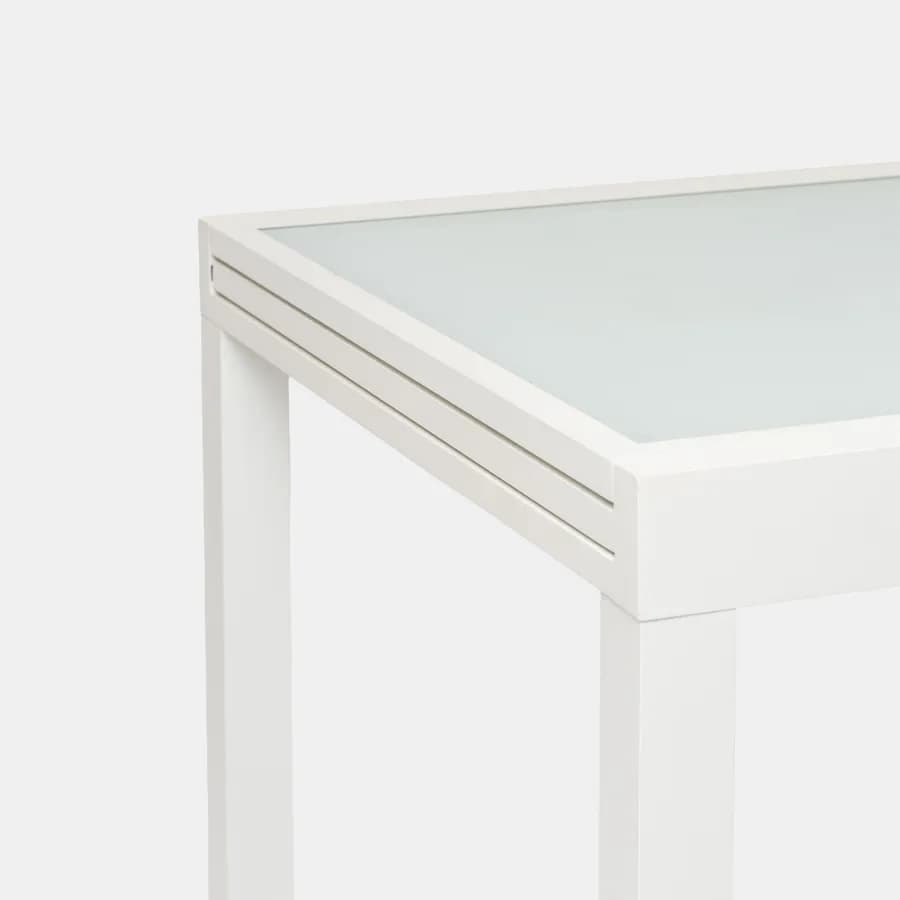 Tavolo da esterno allungabile 135/270x90 cm in alluminio bianco con top in vetro - Carioca
