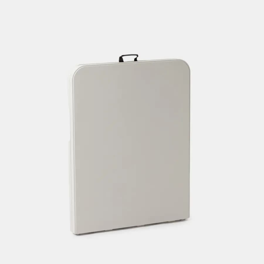 Tavolo da catering pieghevole 180x70 cm con gambe ad L in acciaio grigio opaco e top in resina bianco - Tasfa