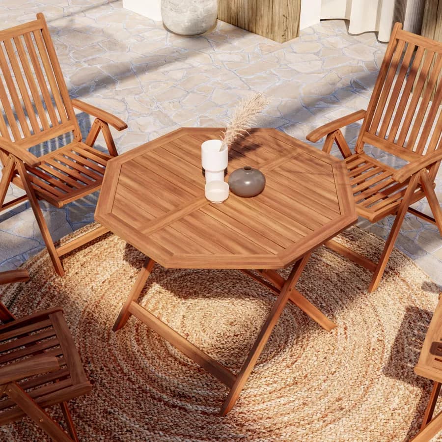 Tavolo pieghevole rotondo 100 cm in legno di acacia - Paja
