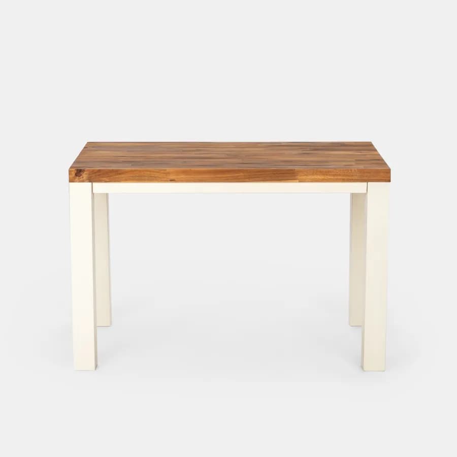 Tavolo da pranzo 115x70 cm bianco con top in legno di acacia – Paja
