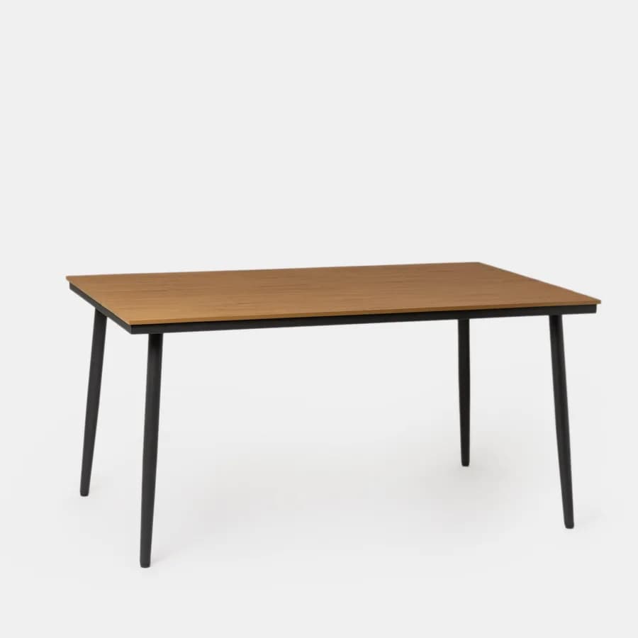 Tavolo da giardino 150x90 cm in acciaio antracite e top effetto legno - Zasyl