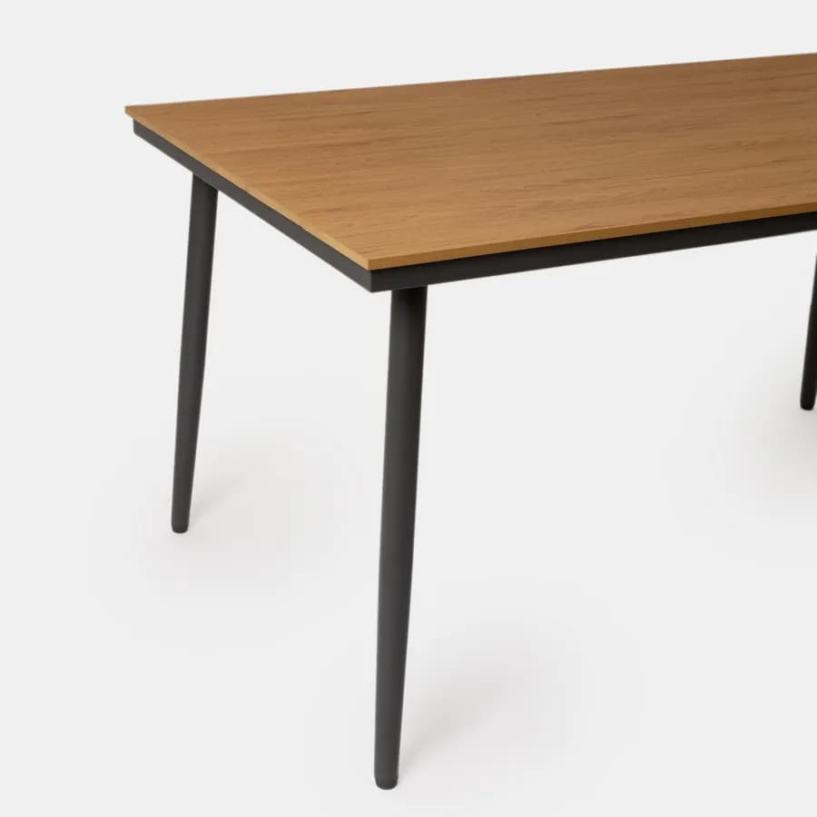 Tavolo da giardino 150x90 cm in acciaio antracite e top effetto legno - Zasyl
