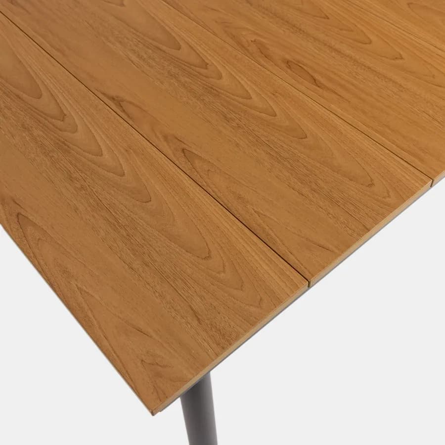Tavolo da giardino 150x90 cm in acciaio antracite e top effetto legno - Zasyl