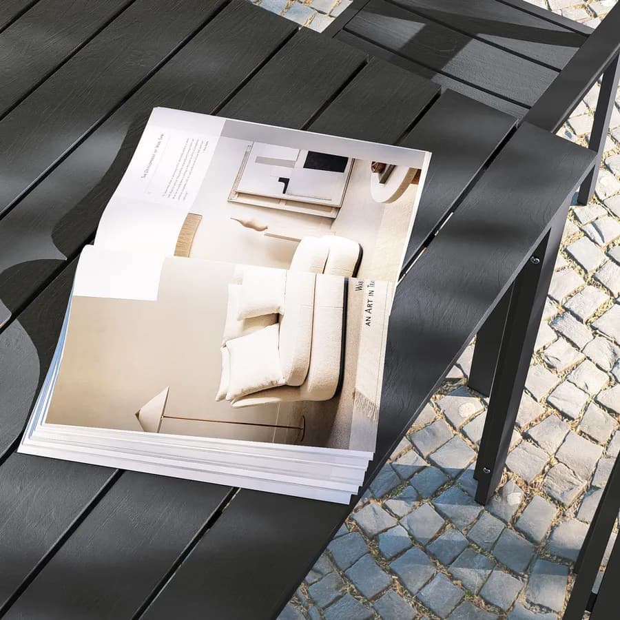 Tavolo da giardino 156x78 cm in acciaio con top a doghe in resina grigio - Ritrovo