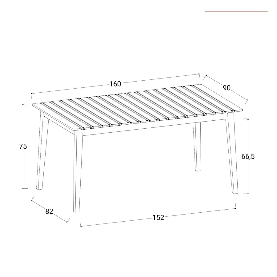 Tavolo da giardino 160x90 cm in legno di acacia - Cliff