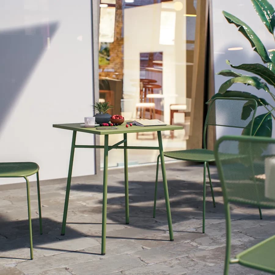 Tavolo da esterno 60x60 cm in acciaio verde oliva - Faber