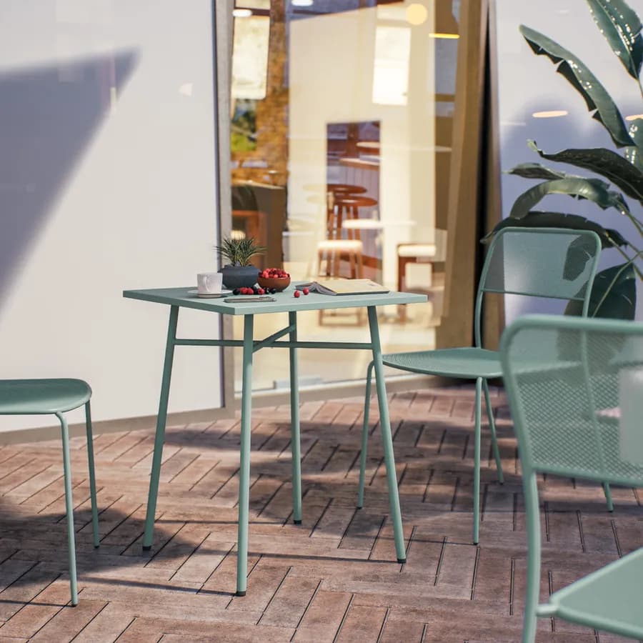 Tavolo da esterno 60x60 cm in acciaio verde marino - Faber