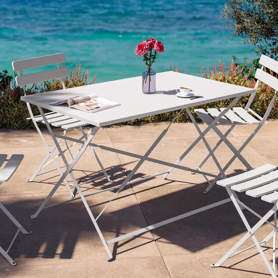 Tavolo da giardino pieghevole 110x70 cm in metallo bianco - Atelier