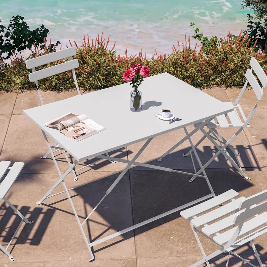 Tavolo da giardino pieghevole 110x70 cm in metallo bianco - Atelier