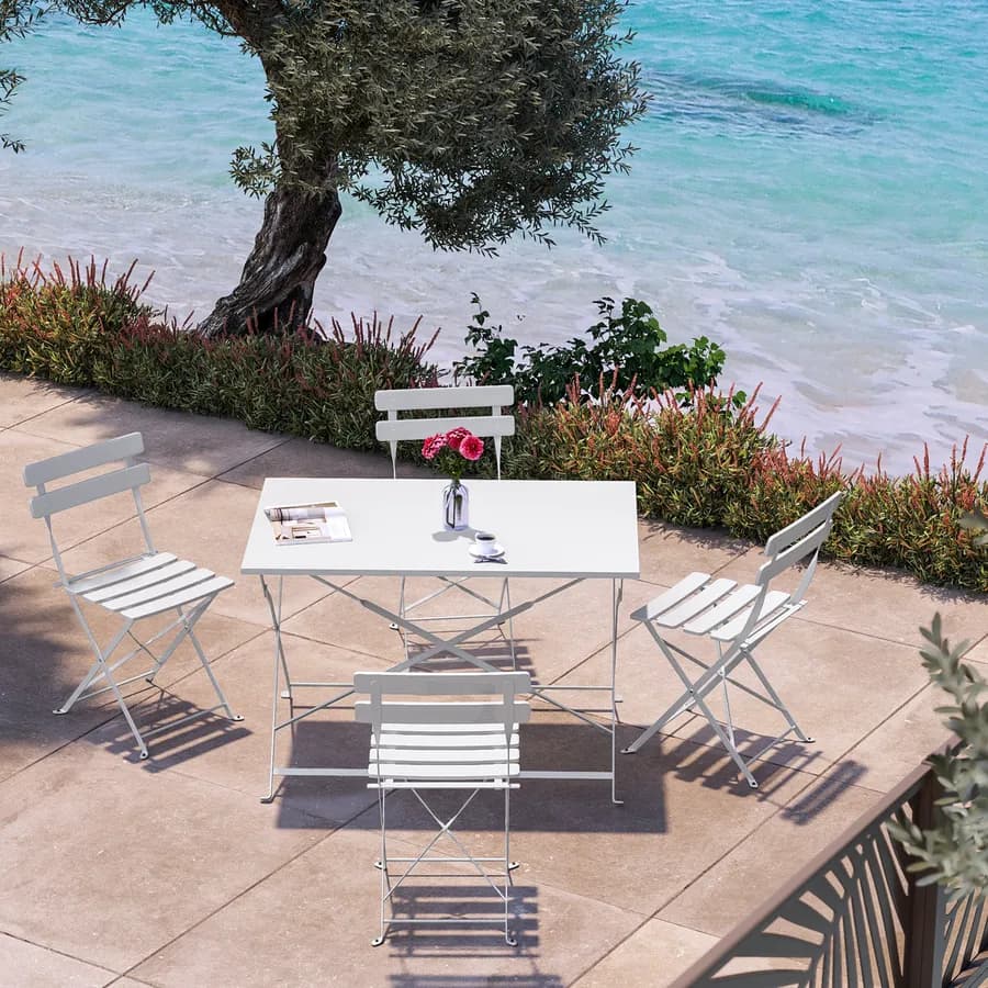 Tavolo da giardino pieghevole 110x70 cm in metallo bianco - Atelier