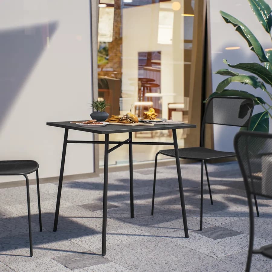 Tavolo da esterno 70x70 cm in acciaio nero - Faber
