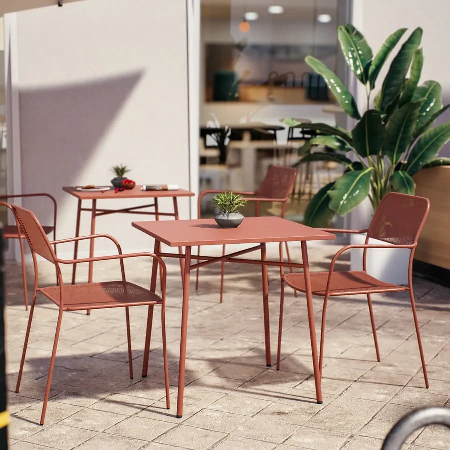 Tavolo da esterno 70x70 cm in acciaio terracotta - Faber