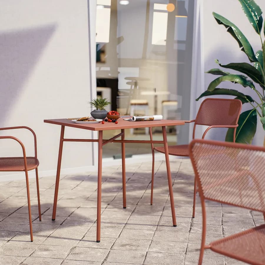 Tavolo da esterno 70x70 cm in acciaio terracotta - Faber