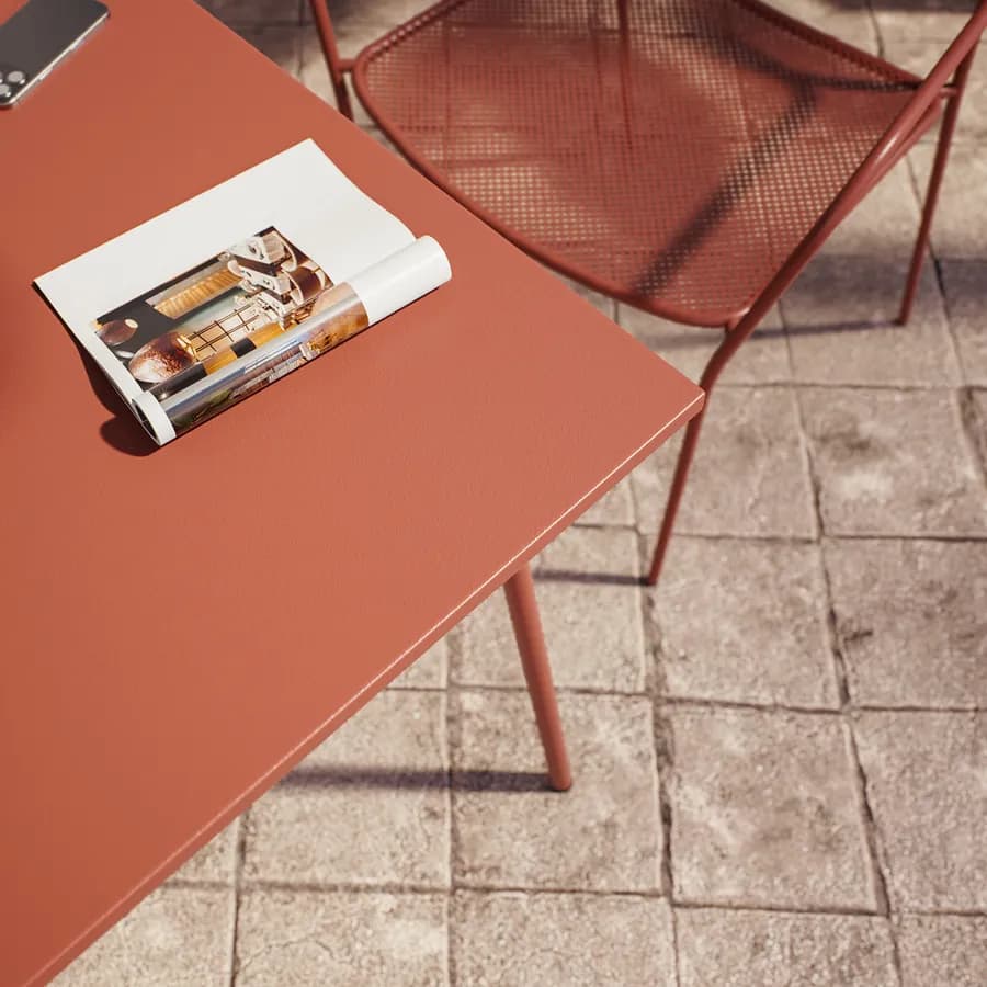 Tavolo da esterno 70x70 cm in acciaio terracotta - Faber