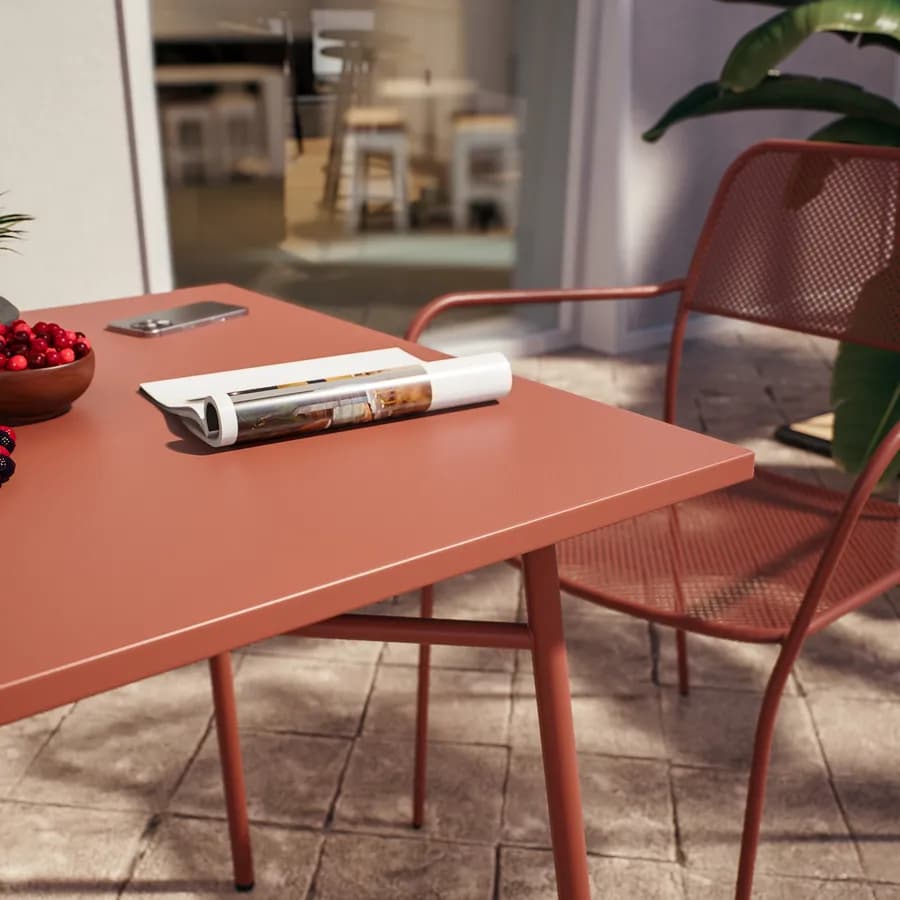Tavolo da esterno 70x70 cm in acciaio terracotta - Faber
