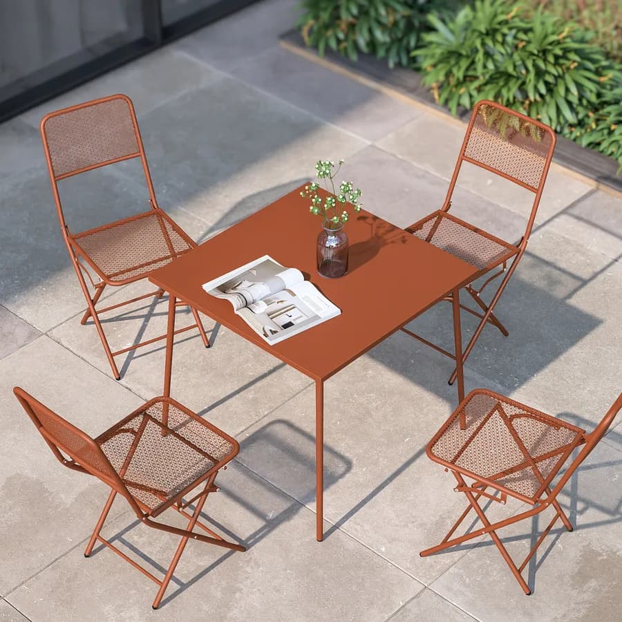 Tavolo da giardino 80x80 cm in acciaio terracotta - Faber
