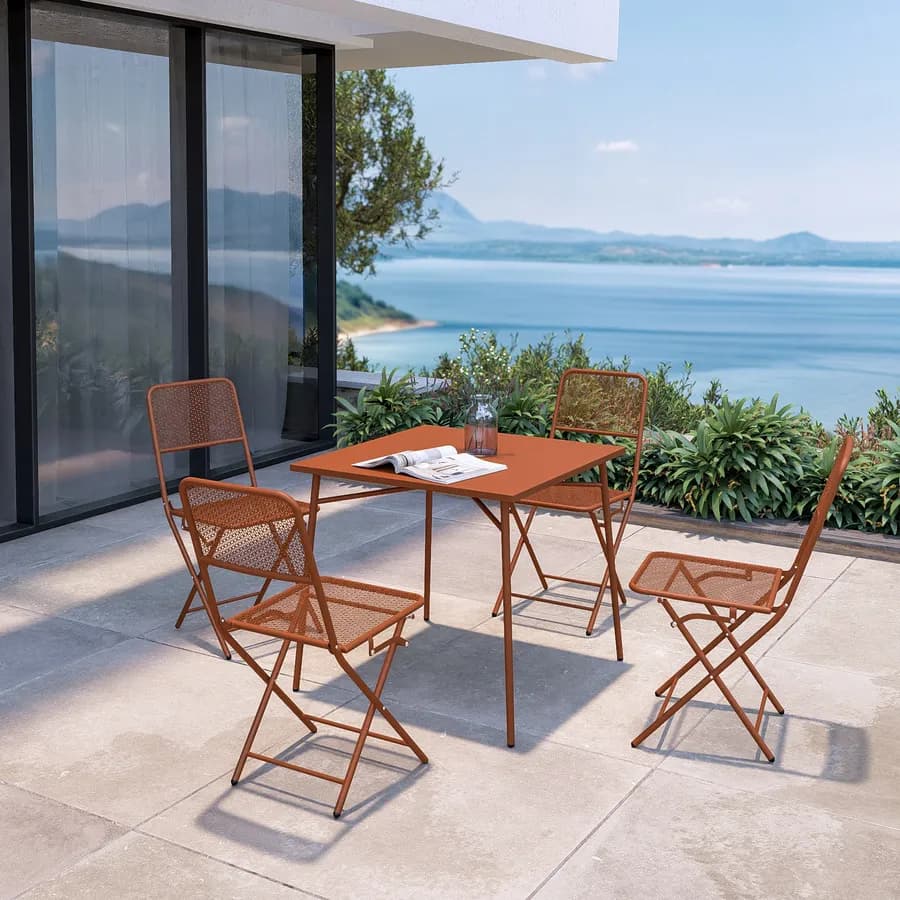 Tavolo da giardino 80x80 cm in acciaio terracotta - Faber