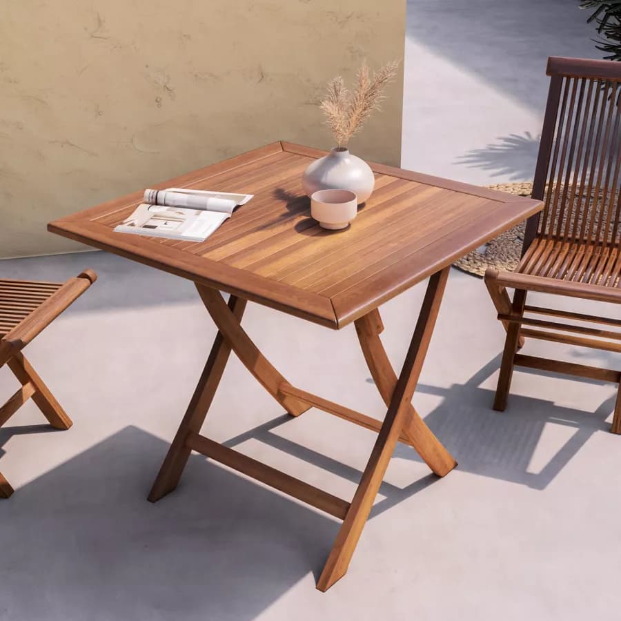 Tavolo da pranzo pieghevole 80x80 cm in legno teak - Louis