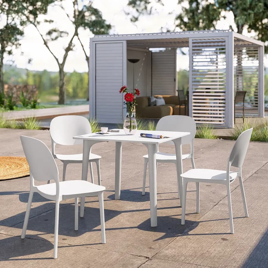 Tavolo da giardino 80x80 cm in polipropilene bianco - Qalis