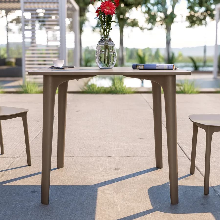Tavolo da giardino 80x80 cm in polipropilene cacao - Qalis
