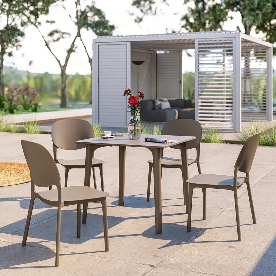 Tavolo da giardino 80x80 cm in polipropilene cacao - Qalis