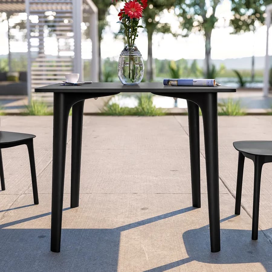 Tavolo da giardino 80x80 cm in polipropilene nero carbone - Qalis