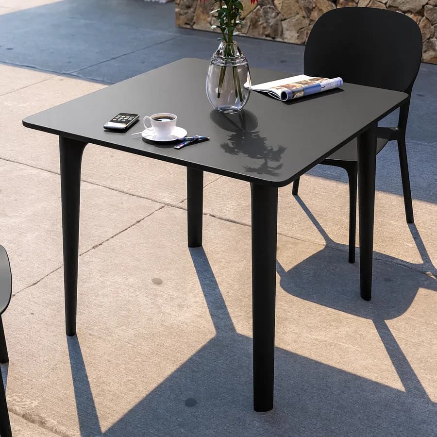 Tavolo da giardino 80x80 cm in polipropilene nero carbone - Qalis