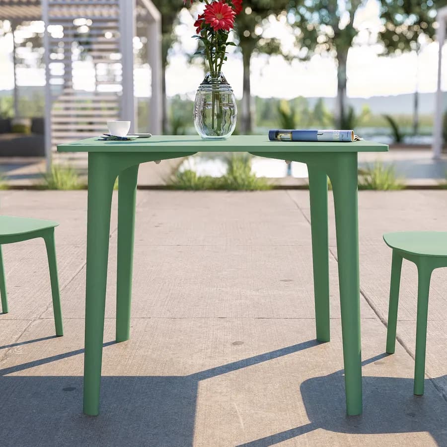 Tavolo da giardino 80x80 cm in polipropilene verde giada - Qalis