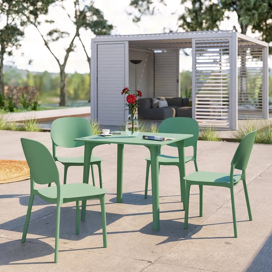 Tavolo da giardino 80x80 cm in polipropilene verde giada - Qalis