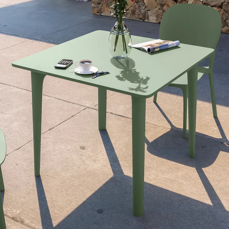 Tavolo da giardino 80x80 cm in polirpopilene verde salvia - Qalis