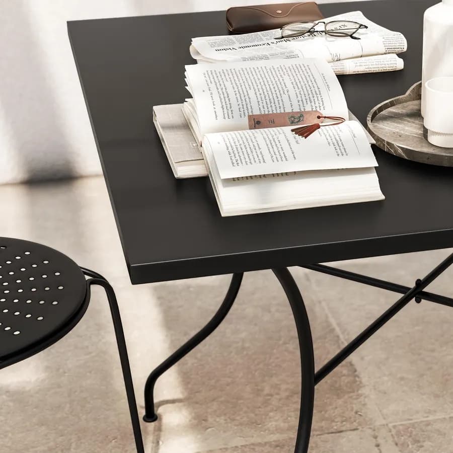 Tavolo da giardino 90x90 cm in metallo nero - Loren