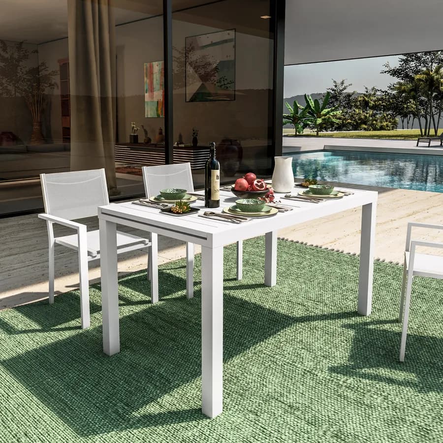 Tavolo da pranzo allungabile 140/210x77 cm in alluminio bianco - Carioca