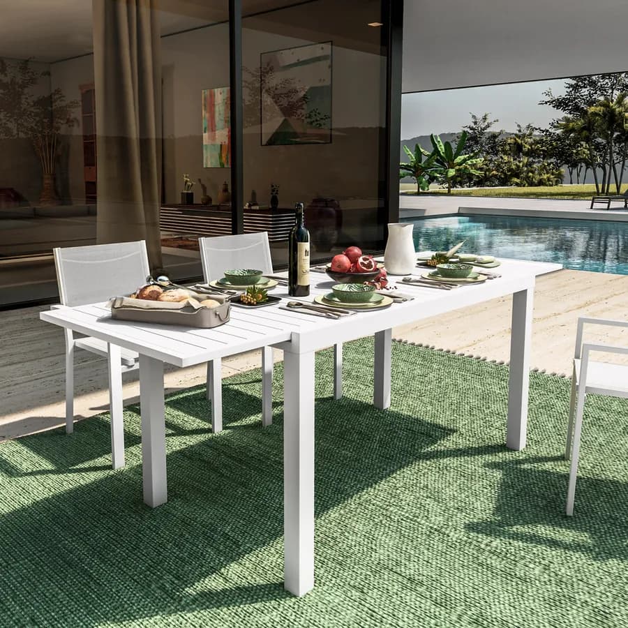 Tavolo da pranzo allungabile 140/210x77 cm in alluminio bianco - Carioca
