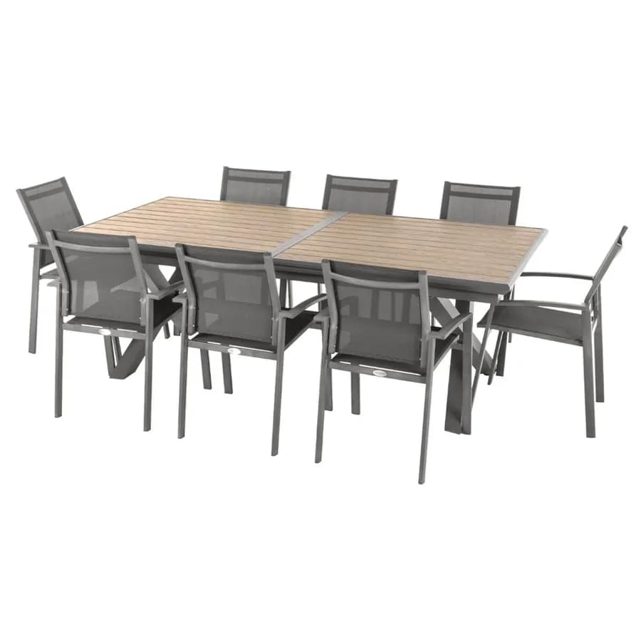 Tavolo allungabile da esterno 220/280x113 cm in alluminio miele con top a doghe effetto legno- Jalime