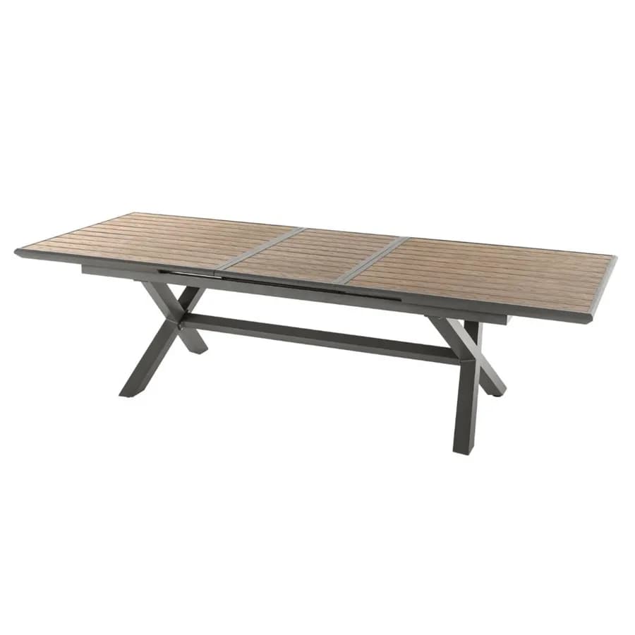 Tavolo allungabile da esterno 220/280x113 cm in alluminio miele con top a doghe effetto legno- Jalime