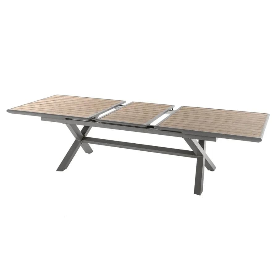 Tavolo allungabile da esterno 220/280x113 cm in alluminio miele con top a doghe effetto legno- Jalime