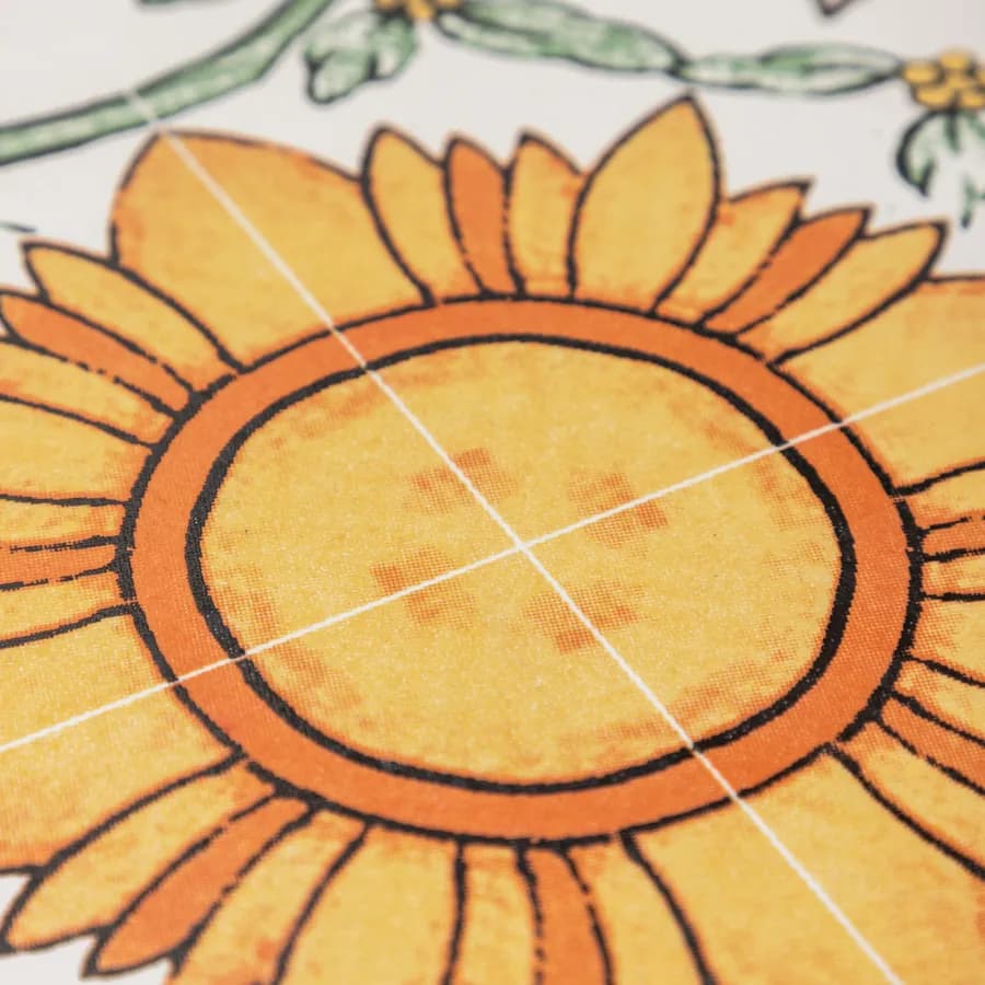 Tavolo da giardino rotondo 60 cm con decorazione mosaico a fiori arancio - Otranto