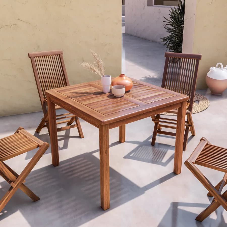 Tavolo da pranzo 90x90 cm in legno teak - Louis
