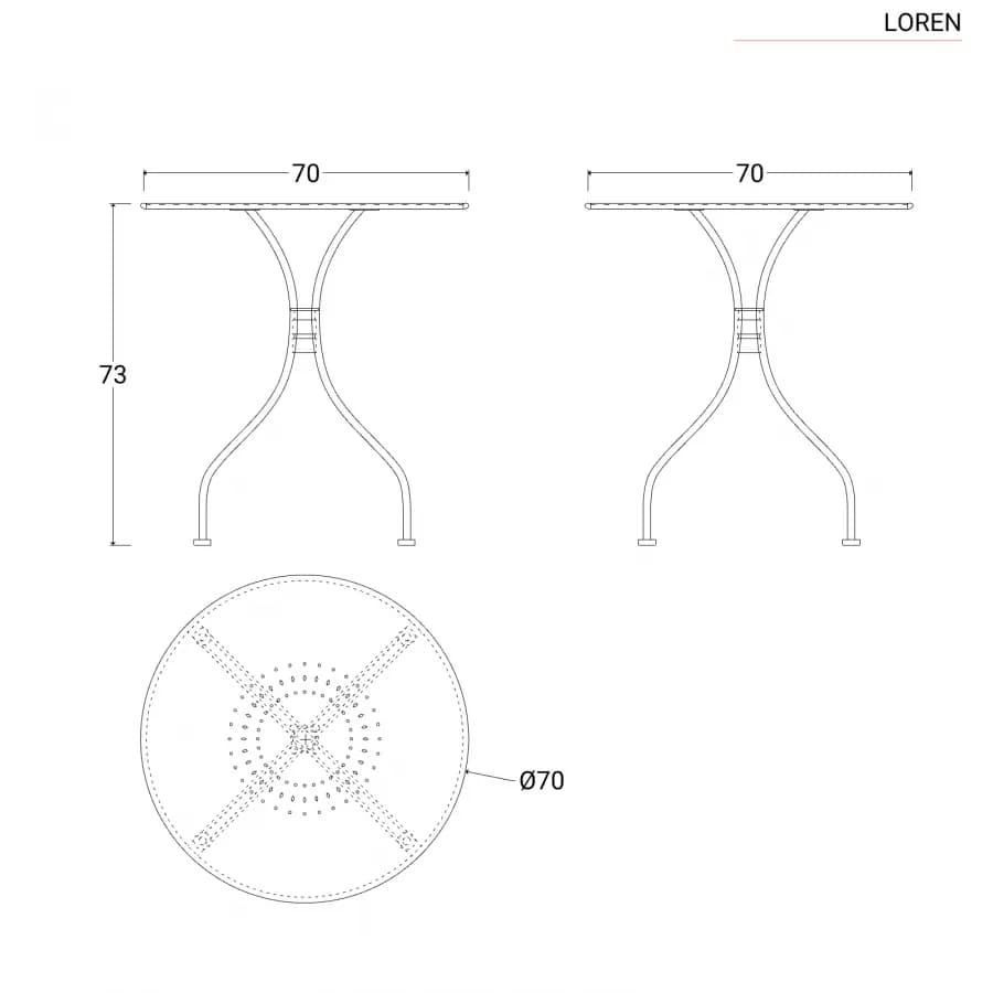 Tavolo da giardino rotondo 70 cm in metallo nero - Loren