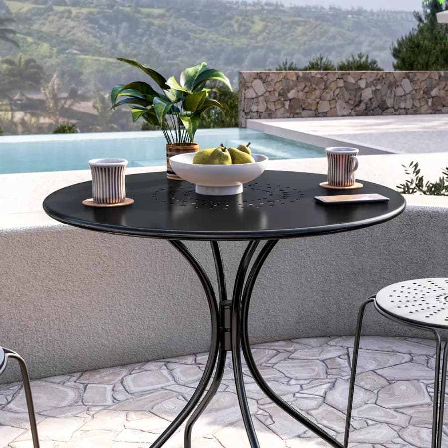 Tavolo da giardino rotondo 70 cm in metallo nero - Loren
