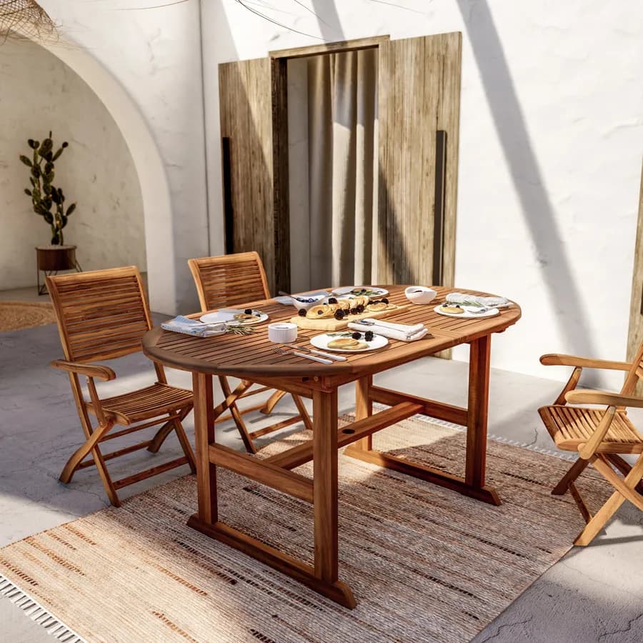 Tavolo ovale allungabile 150/200x100 cm in legno di acacia - Paja