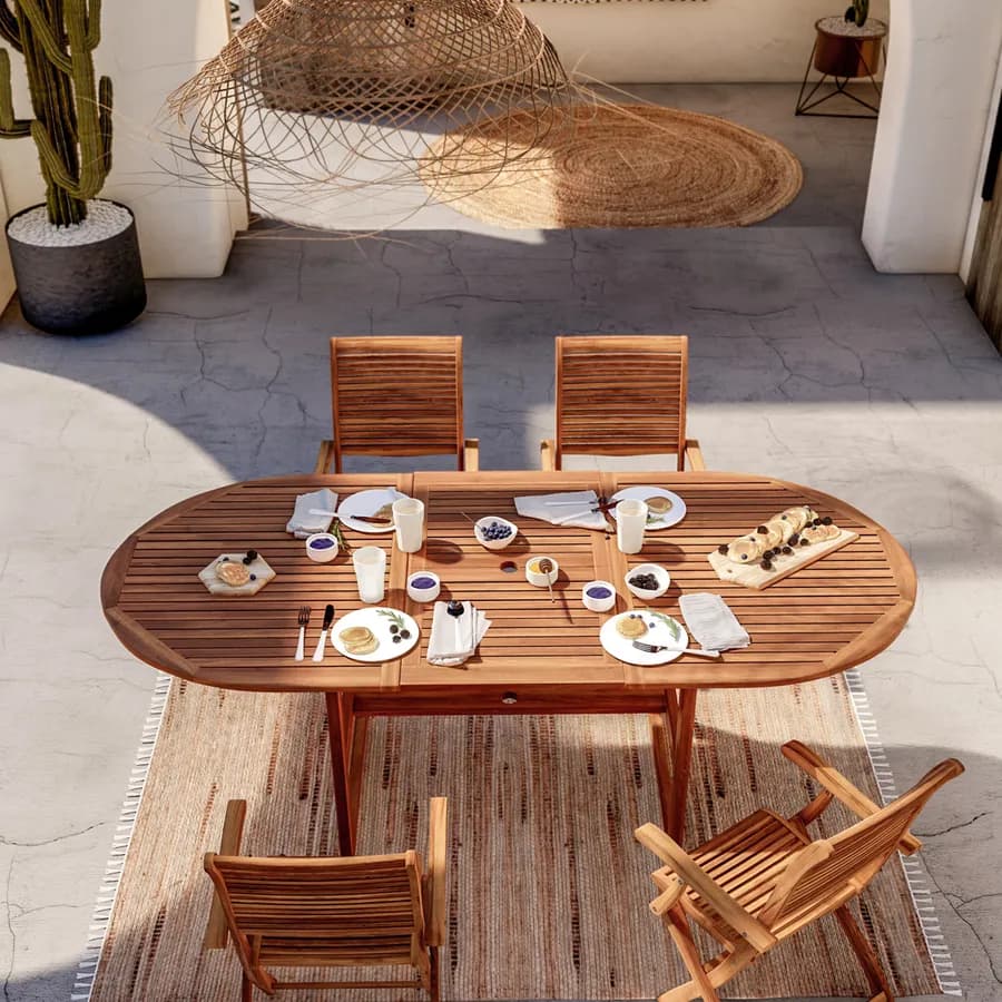 Tavolo ovale allungabile 150/200x100 cm in legno di acacia - Paja