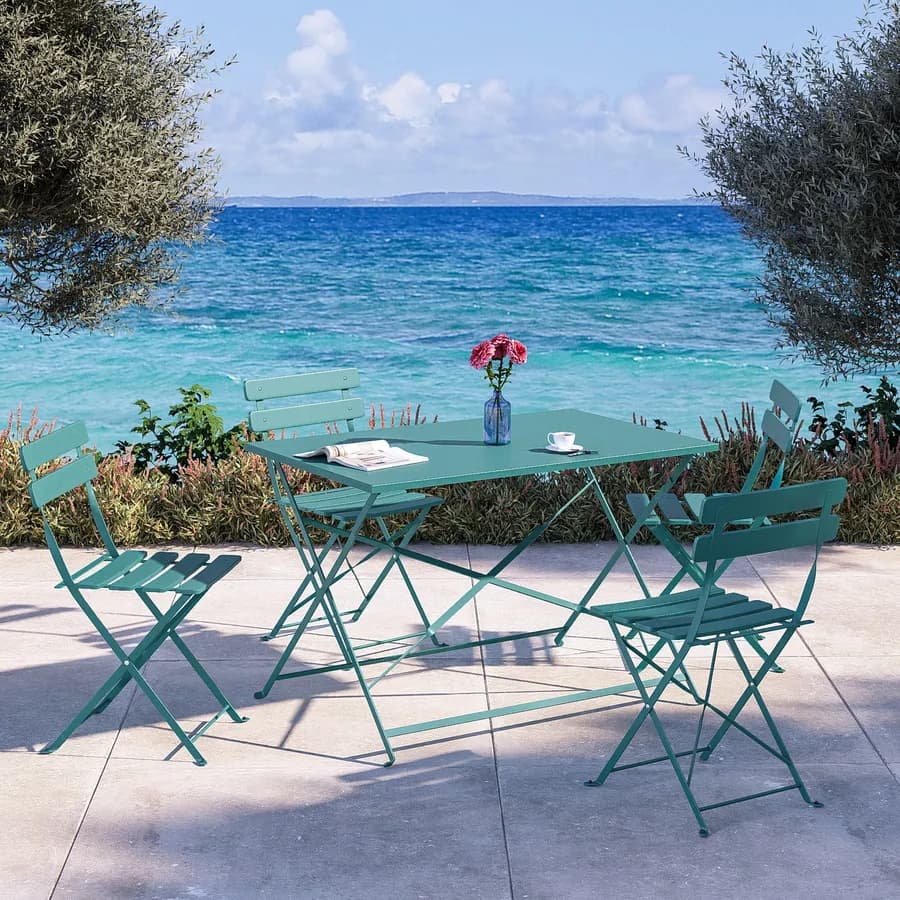 Tavolo da giardino pieghevole 110x70 cm in metallo blu pavone - Atelier