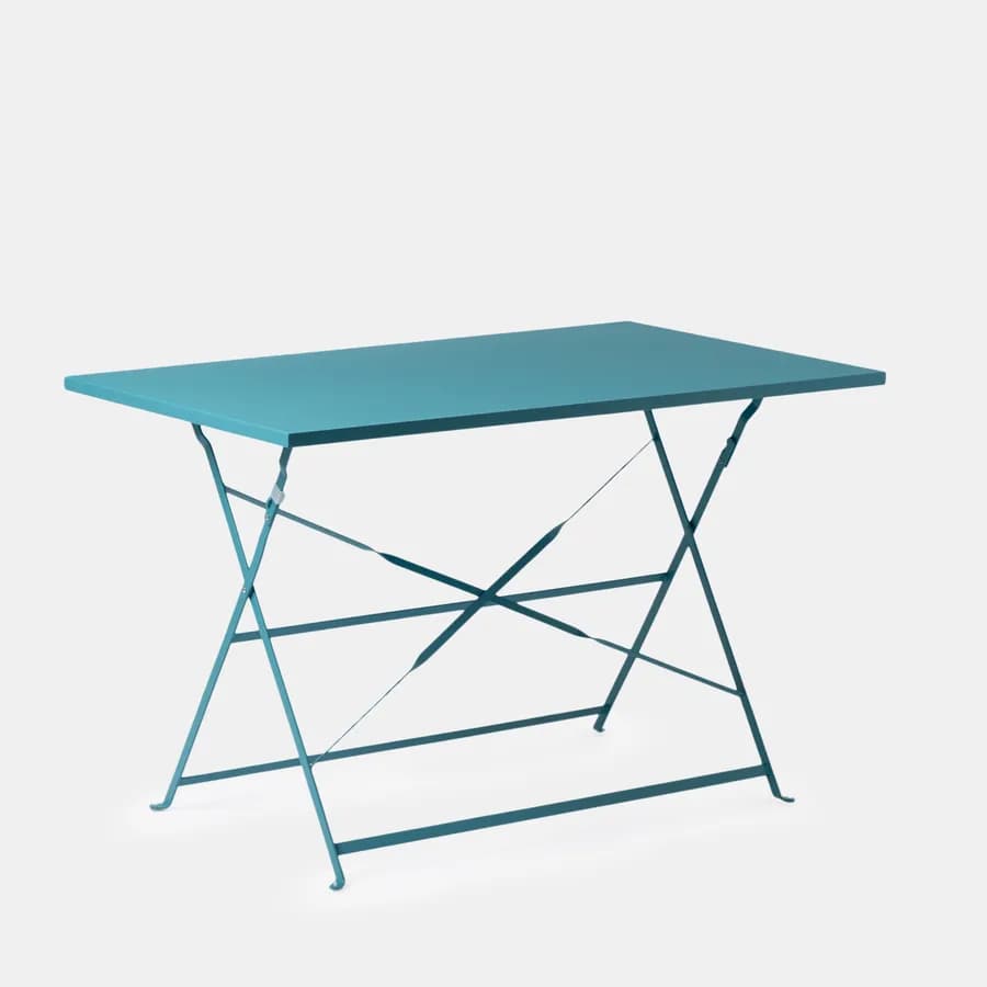 Tavolo da giardino pieghevole 110x70 cm in metallo blu pavone - Atelier