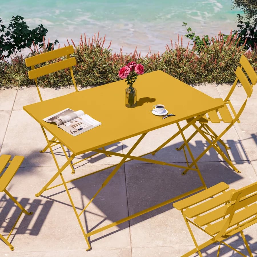 Tavolo da giardino pieghevole 110x70 cm in metallo senape - Atelier