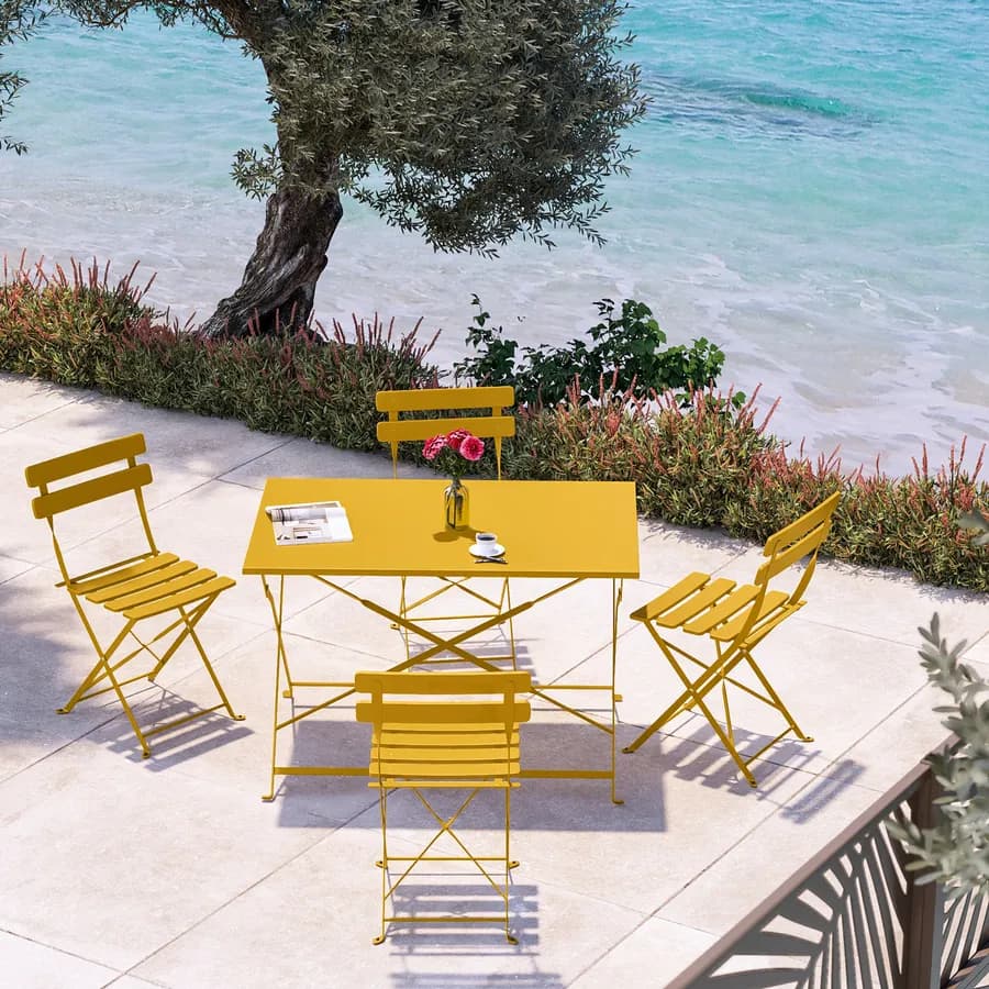 Tavolo da giardino pieghevole 110x70 cm in metallo senape - Atelier