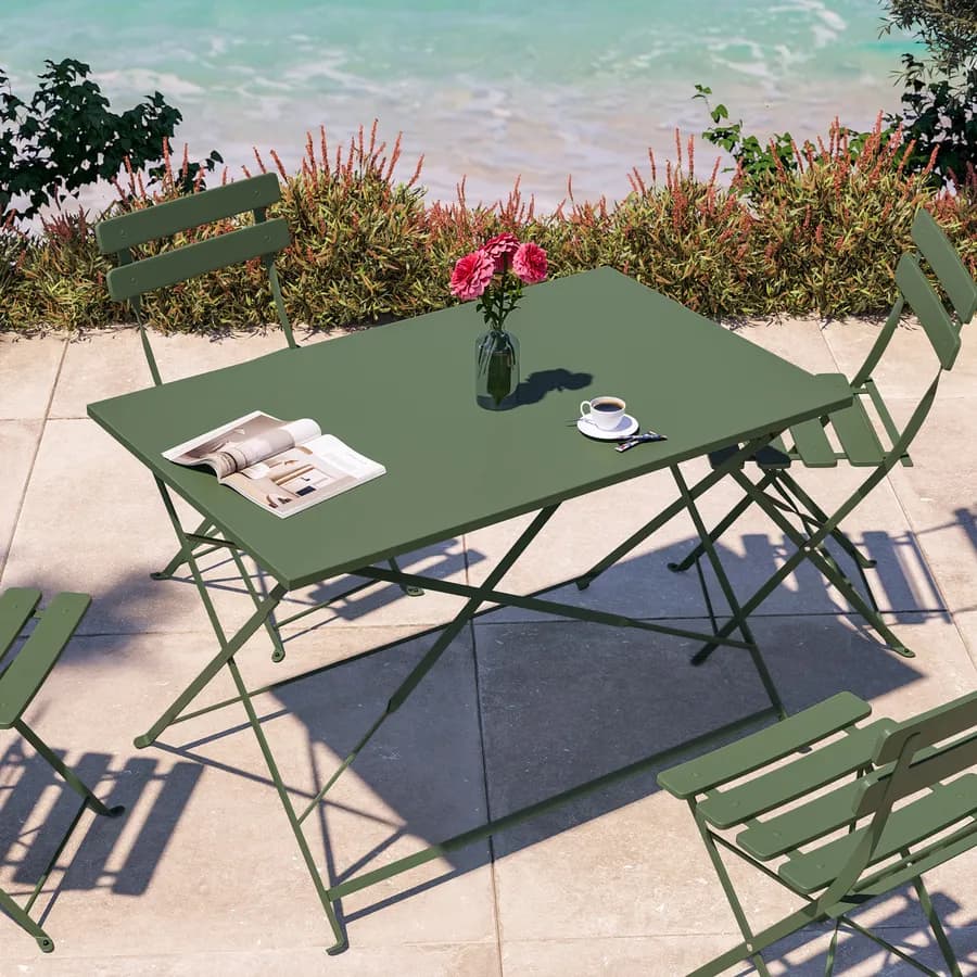 Tavolo da giardino pieghevole 110x70 cm in metallo verde salvia - Atelier